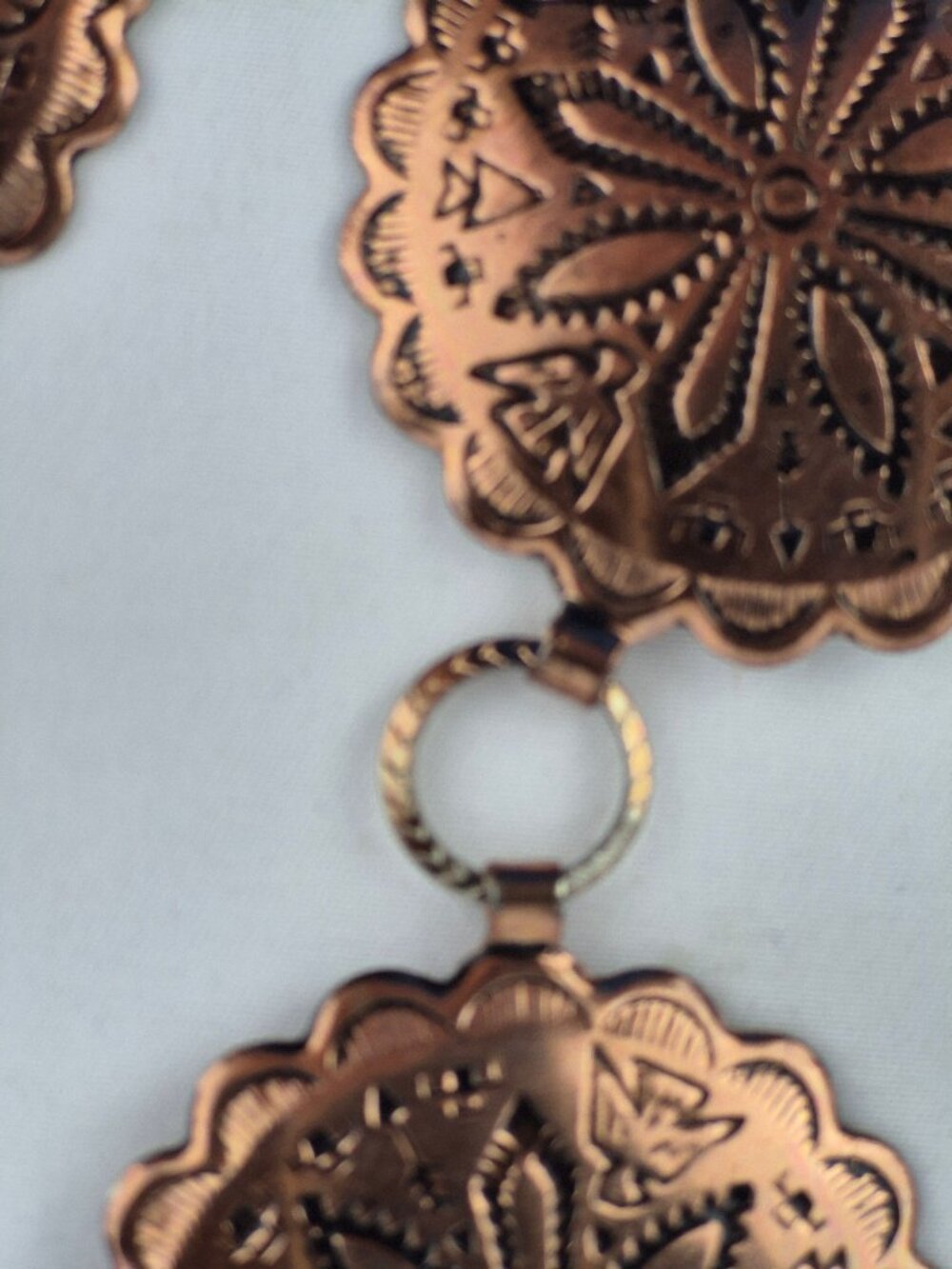 Vintage Native American Style Copper Tone Medallion Belt - Picture 9 of 10